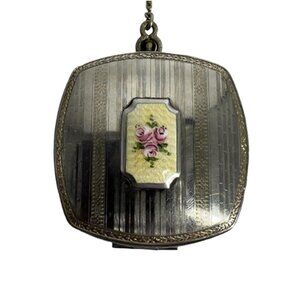 Art Deco Guilloche Enamel Compact Finger Ring Dance Purse | Antique